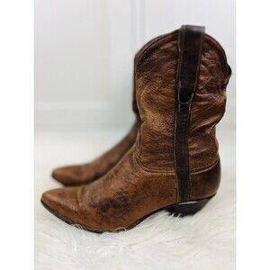 Vintage Tony Lama Cowgirl Boots Brown Distressed Leather Boho Rodeo Western 6.5M